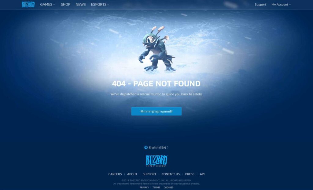 Blizzard Entertainment 404 Page 2019